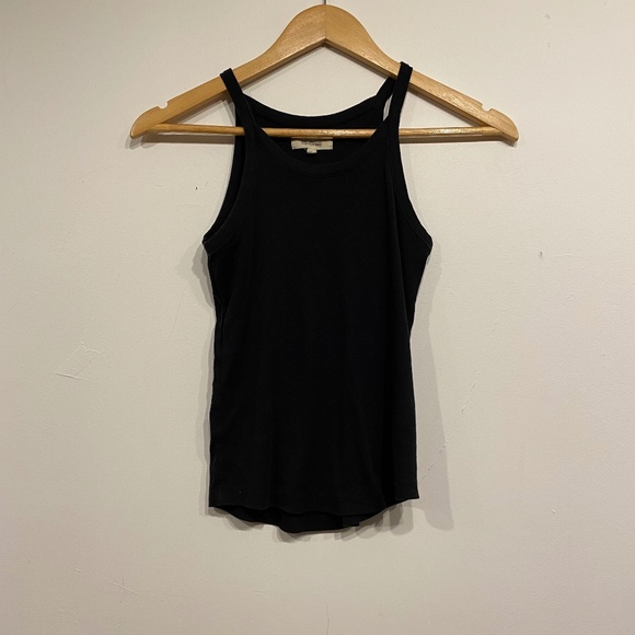 **$5 SALE** Madewell Black Ribbed Simple Slightly Cropped Tank Top size Small - Picture 1 of 2
